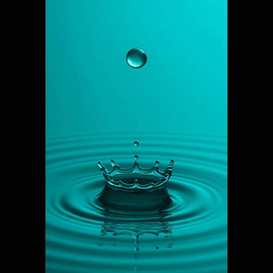 EU Giclée Print Poster DROP OF DARK TURQUOISE. Fine Art Wall Art with Archival Quality. Printed, packaged, and shipped in the EU. Exclusive ColorVanta design.