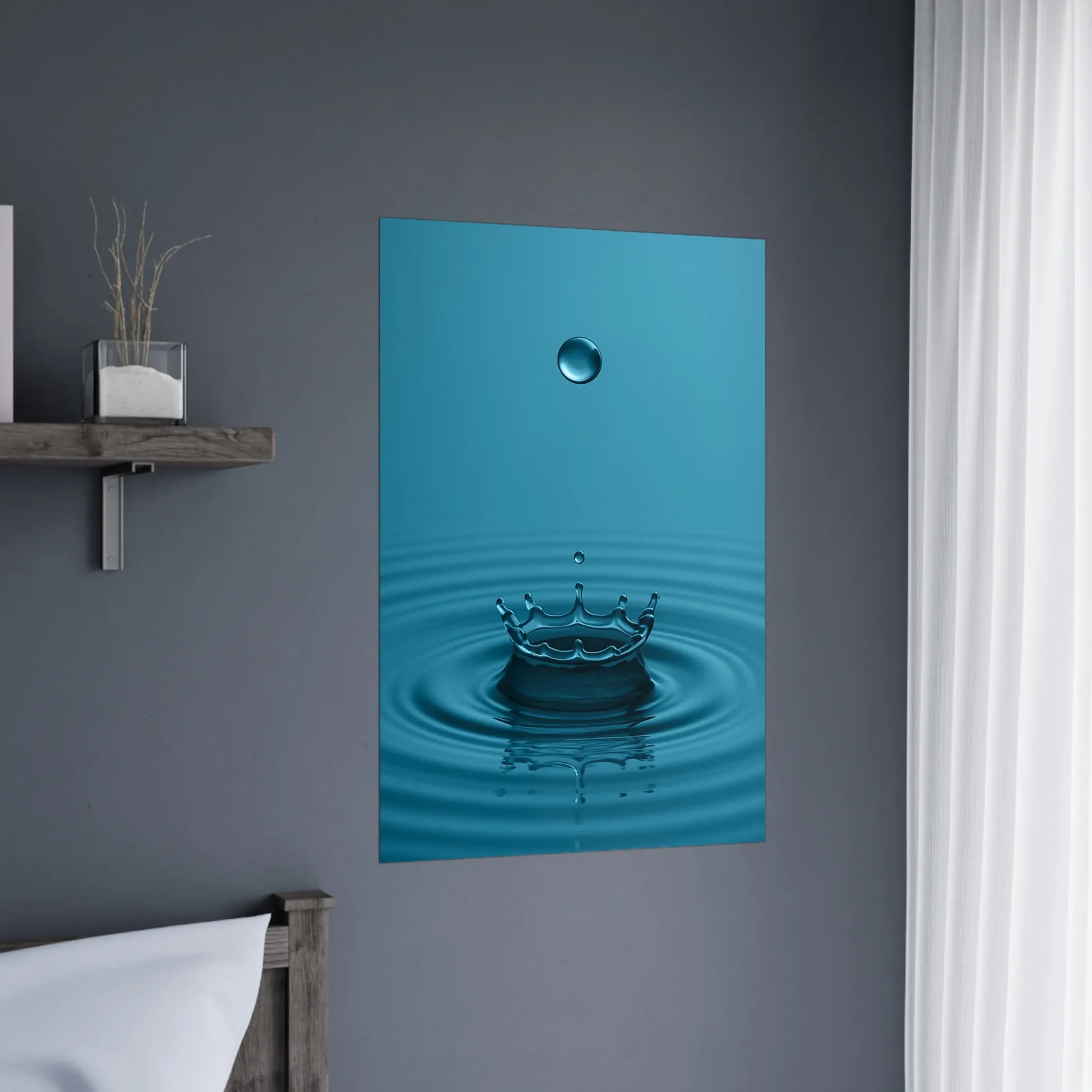 EU Giclée Print Poster DROP OF DEEP TEAL BLUE. Fine Art Wall Art with Archival Quality. Printed, packaged, and shipped in the EU. Exclusive ColorVanta design.