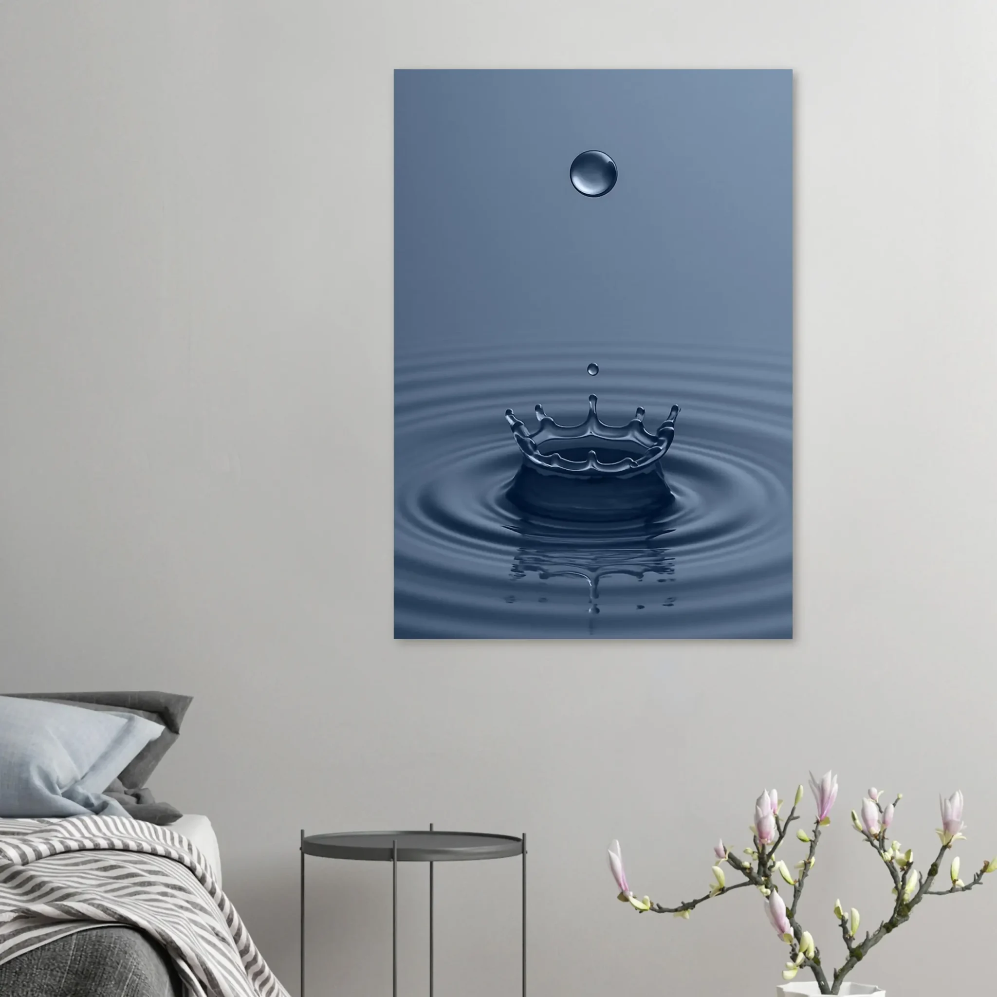 EU Giclée Print Poster DROP OF LIGHT STEEL BLUE. Fine Art Wall Art with Archival Quality. Printed, packaged, and shipped in the EU. Exclusive ColorVanta design.