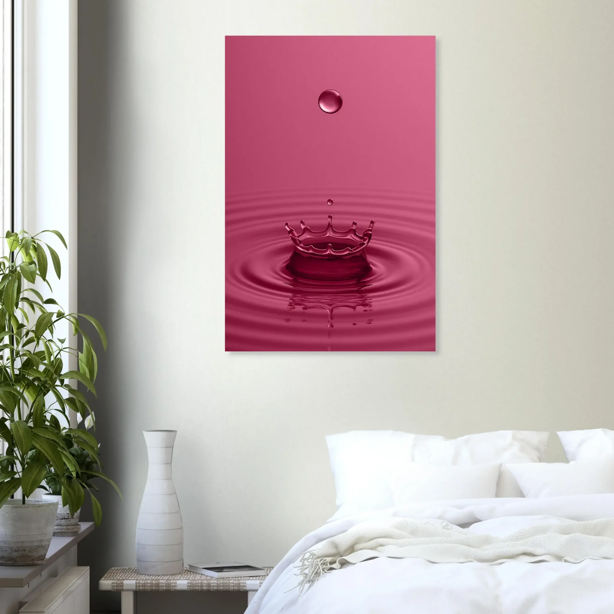 EU Giclée Print Poster DROP OF PALE VIOLET RED. Fine Art Wall Art with Archival Quality. Printed, packaged, and shipped in the EU. Exclusive ColorVanta design.