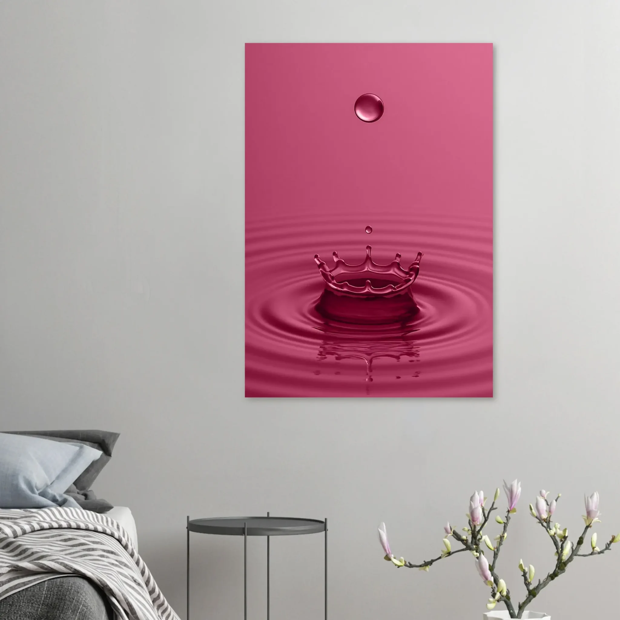EU Giclée Print Poster DROP OF PALE VIOLET RED. Fine Art Wall Art with Archival Quality. Printed, packaged, and shipped in the EU. Exclusive ColorVanta design.