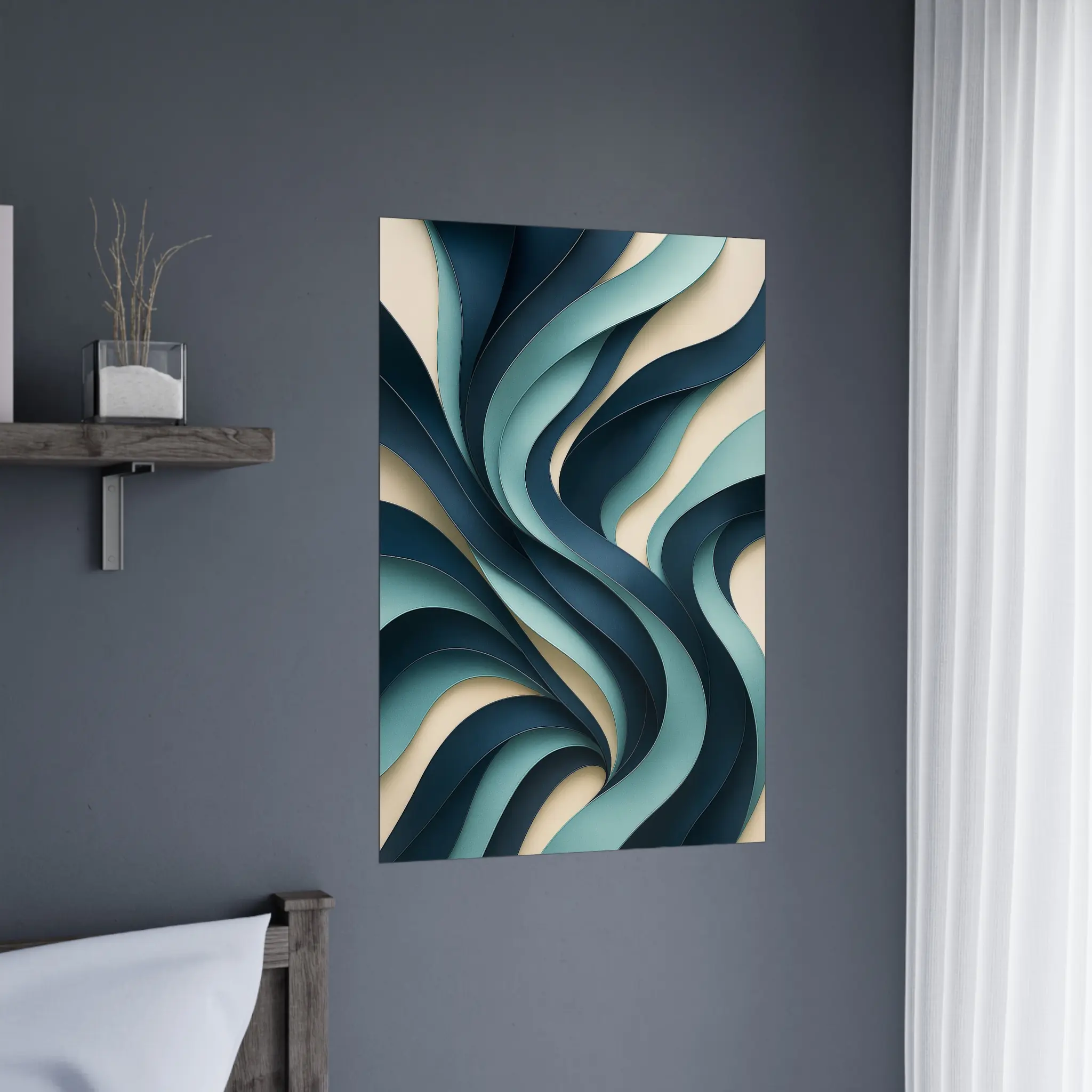 EU Giclée Print Poster MIDNIGHT BLUE AND AQUA. Fine Art Wall Art with Archival Quality. Printed, packaged, and shipped in the EU. Exclusive ColorVanta design.