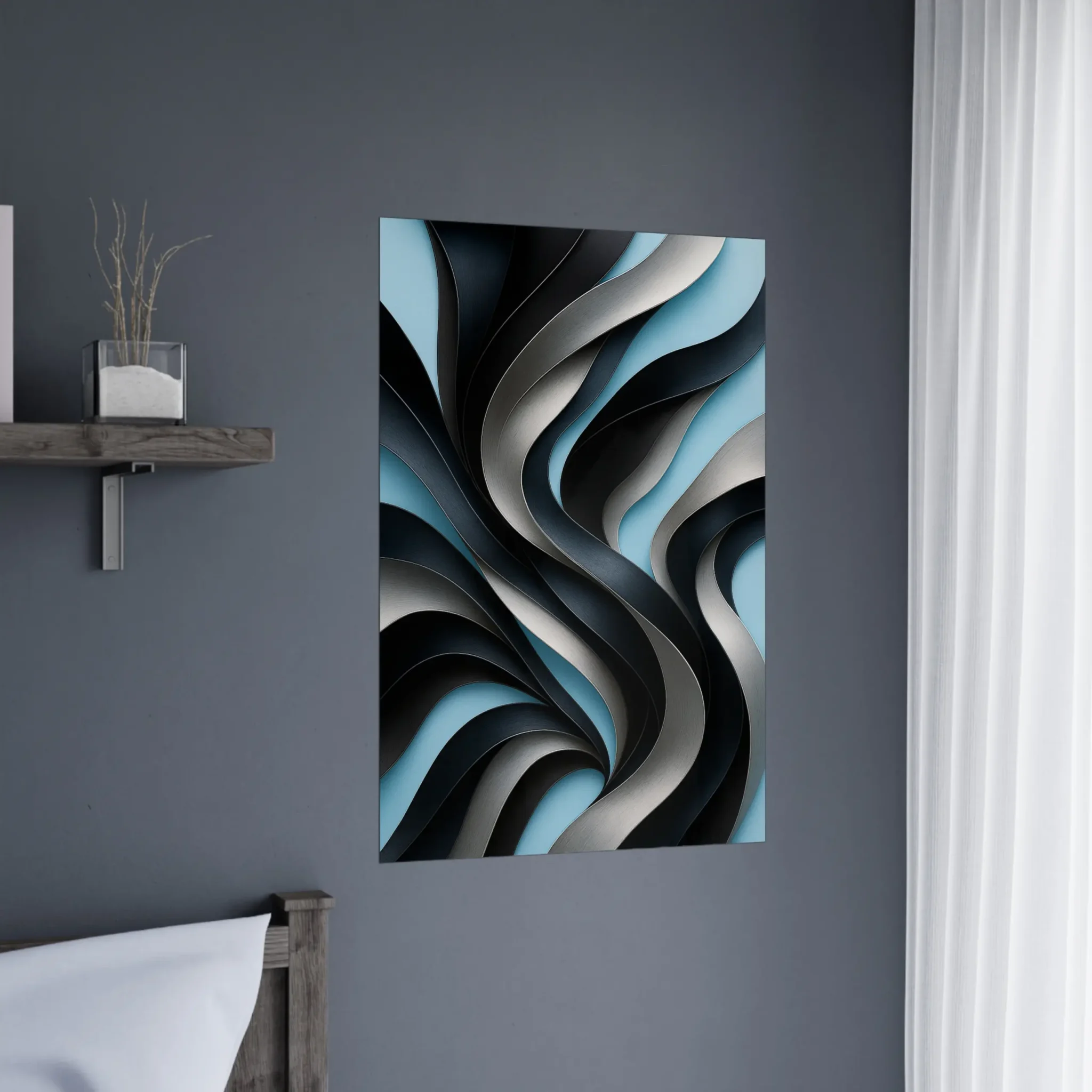 EU Giclée Print Poster GRAPHITE AND SKY BLUE. Fine Art Wall Art with Archival Quality. Printed, packaged, and shipped in the EU. Exclusive ColorVanta design.