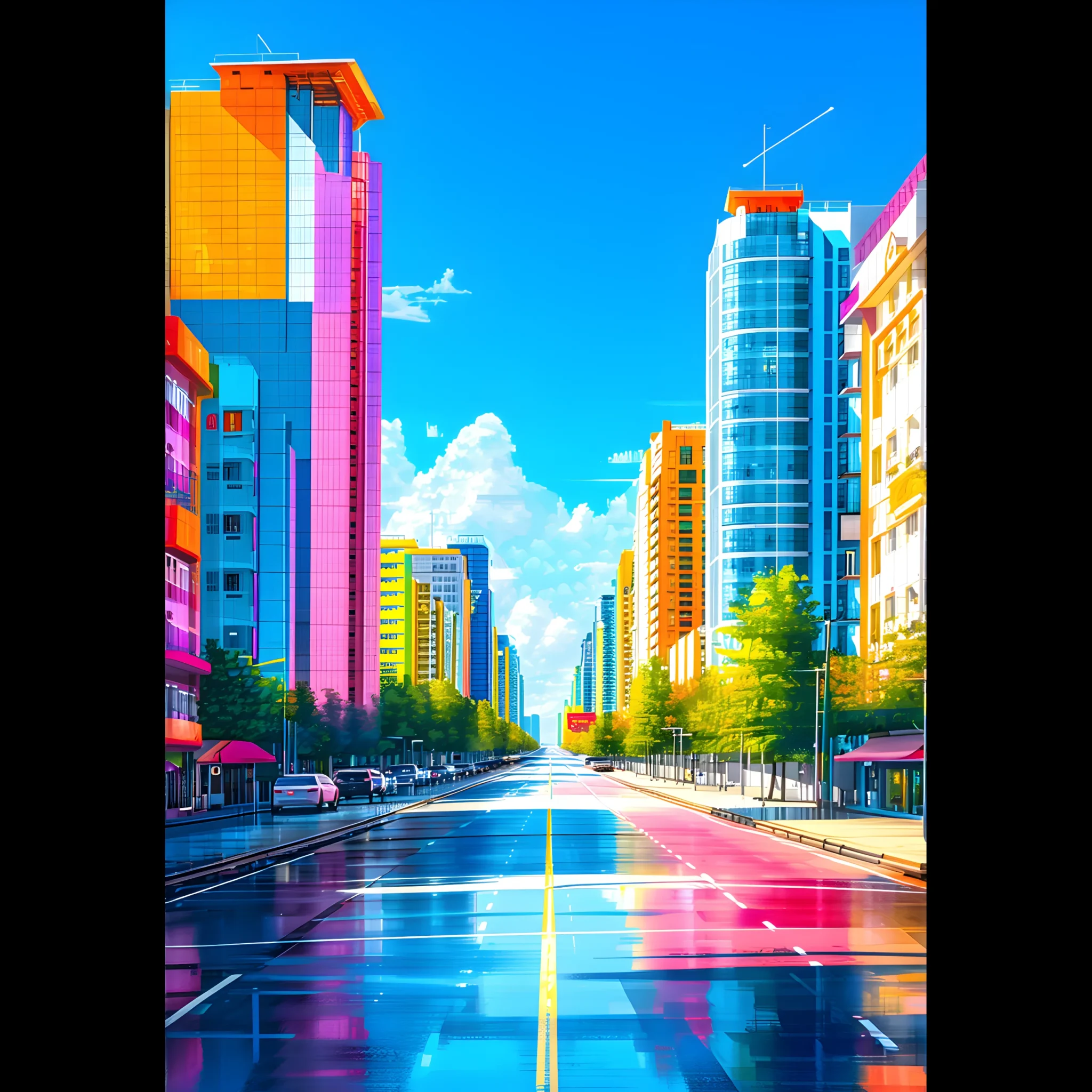 EU Giclée Print Poster LUMINOUS CITY. Fine Art Wall Art with Archival Quality. Printed, packaged, and shipped in the EU. Exclusive ColorVanta design.