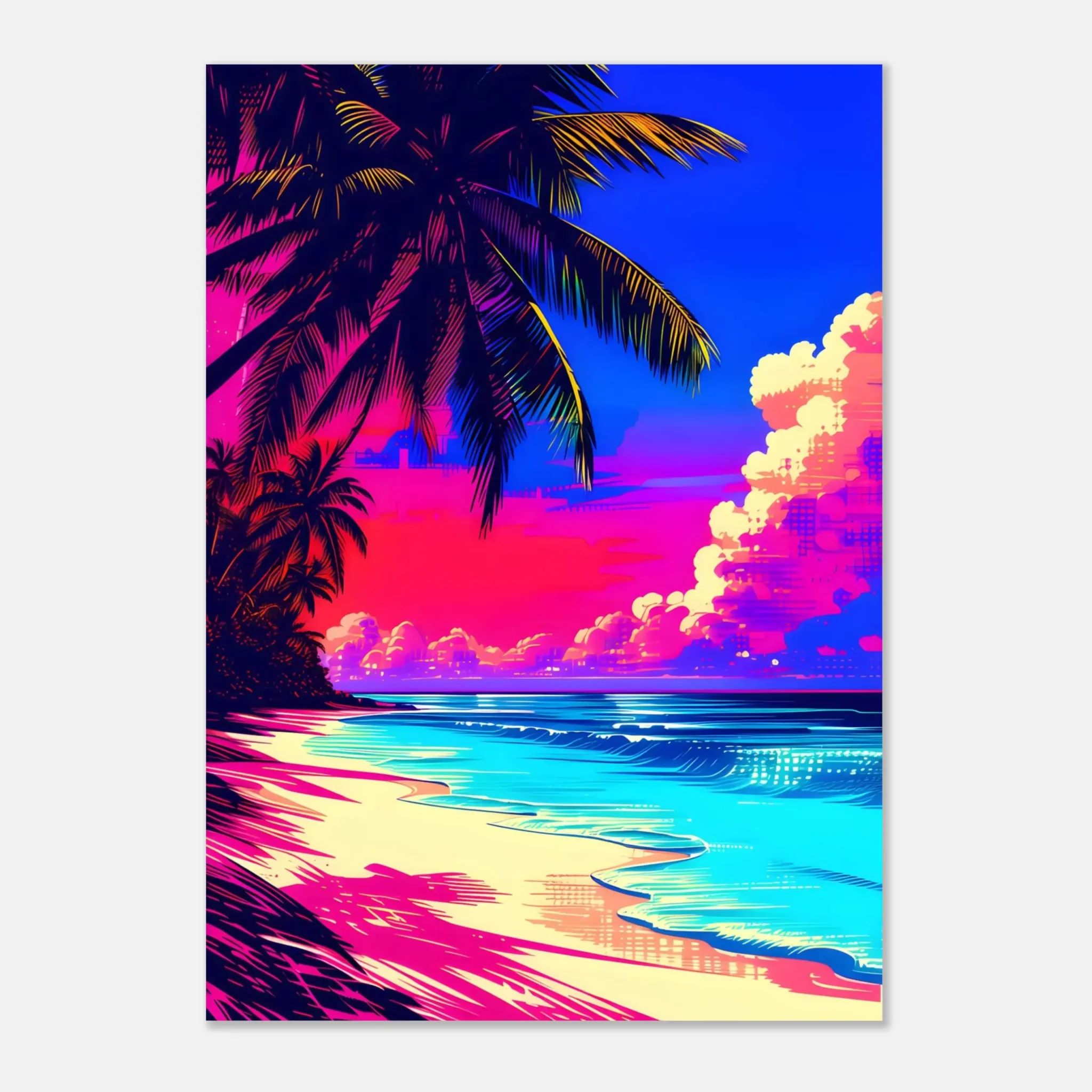 EU Giclée Print Poster ELECTRIC SHORE. Fine Art Wall Art with Archival Quality. Printed, packaged, and shipped in the EU. Exclusive ColorVanta design.