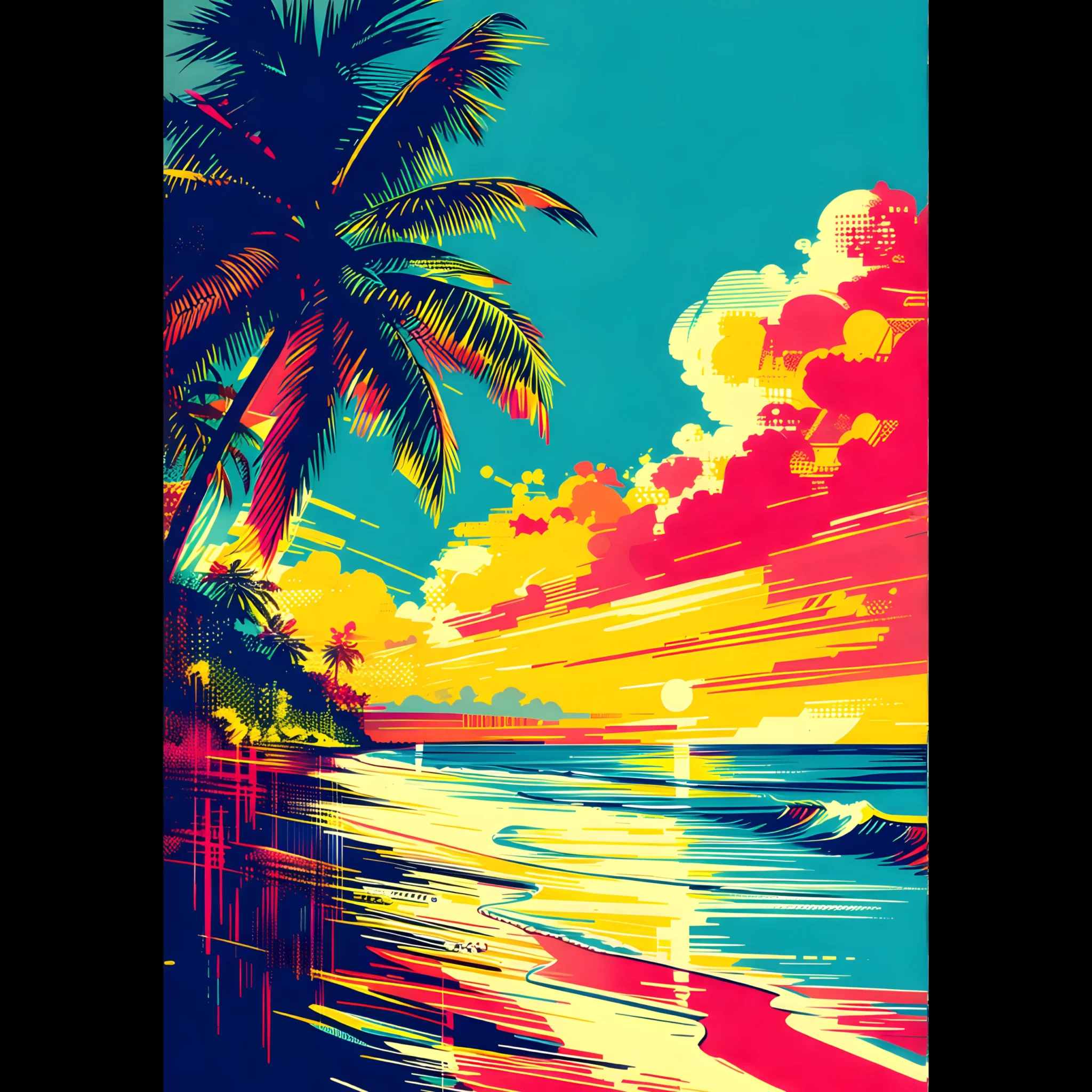 EU Giclée Print Poster SUNSET CURRENT. Fine Art Wall Art with Archival Quality. Printed, packaged, and shipped in the EU. Exclusive ColorVanta design.