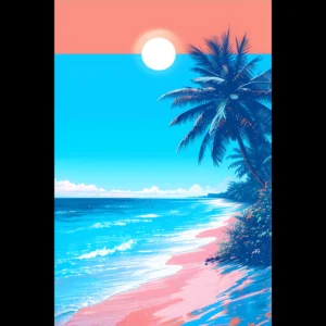 PASTEL SUN LAGOON – Tropical Seascape Art Print. Fine Art Wall Art with Archival Quality. Printed, packaged, and shipped in the EU. Exclusive ColorVanta design.