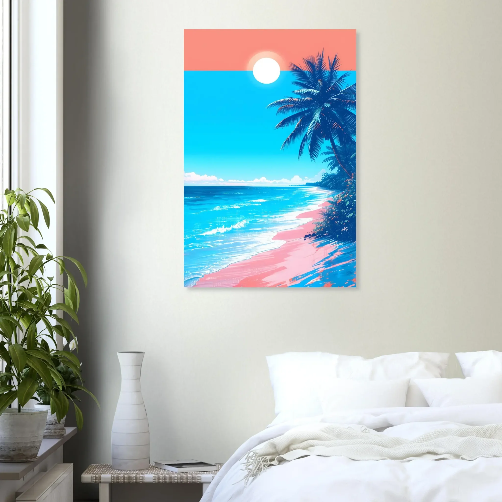 PASTEL SUN LAGOON – Tropical Seascape Art Print. Fine Art Wall Art with Archival Quality. Printed, packaged, and shipped in the EU. Exclusive ColorVanta design.