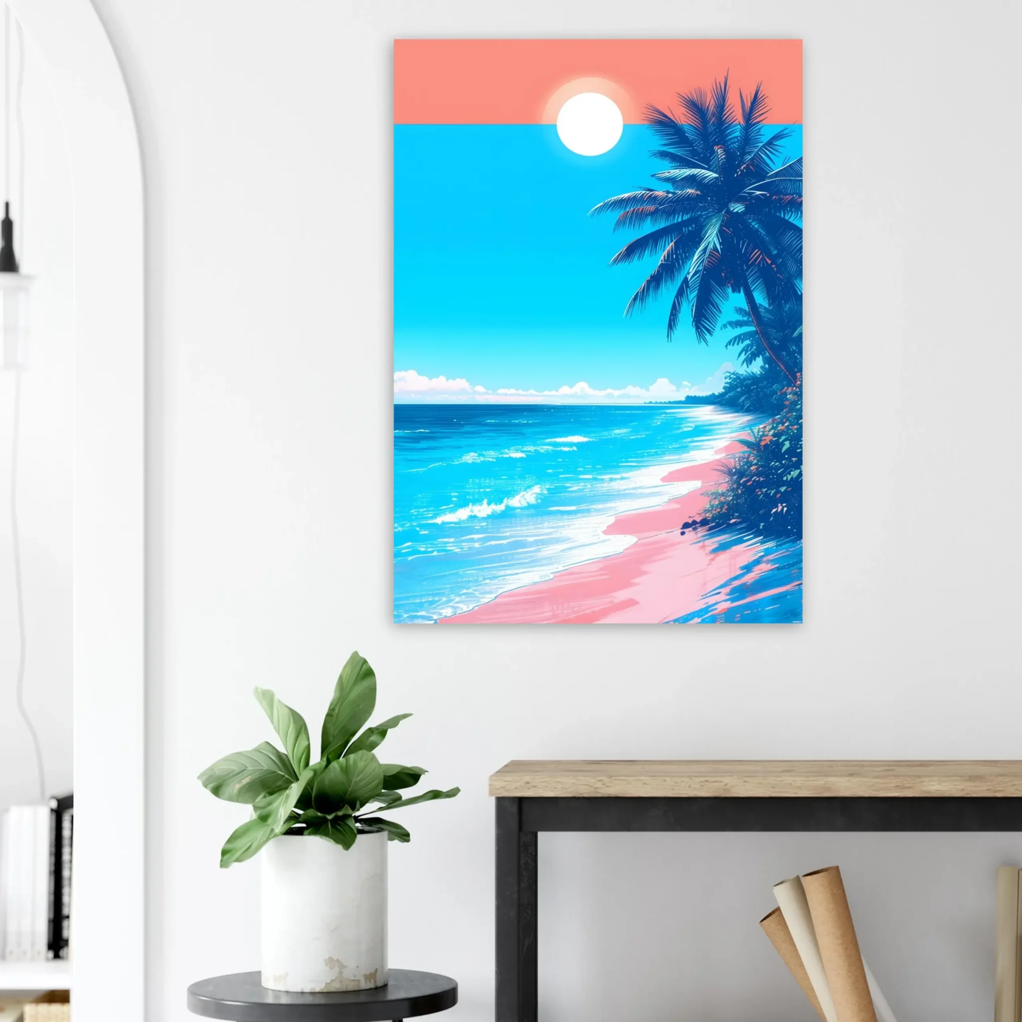 PASTEL SUN LAGOON – Tropical Seascape Art Print. Fine Art Wall Art with Archival Quality. Printed, packaged, and shipped in the EU. Exclusive ColorVanta design.