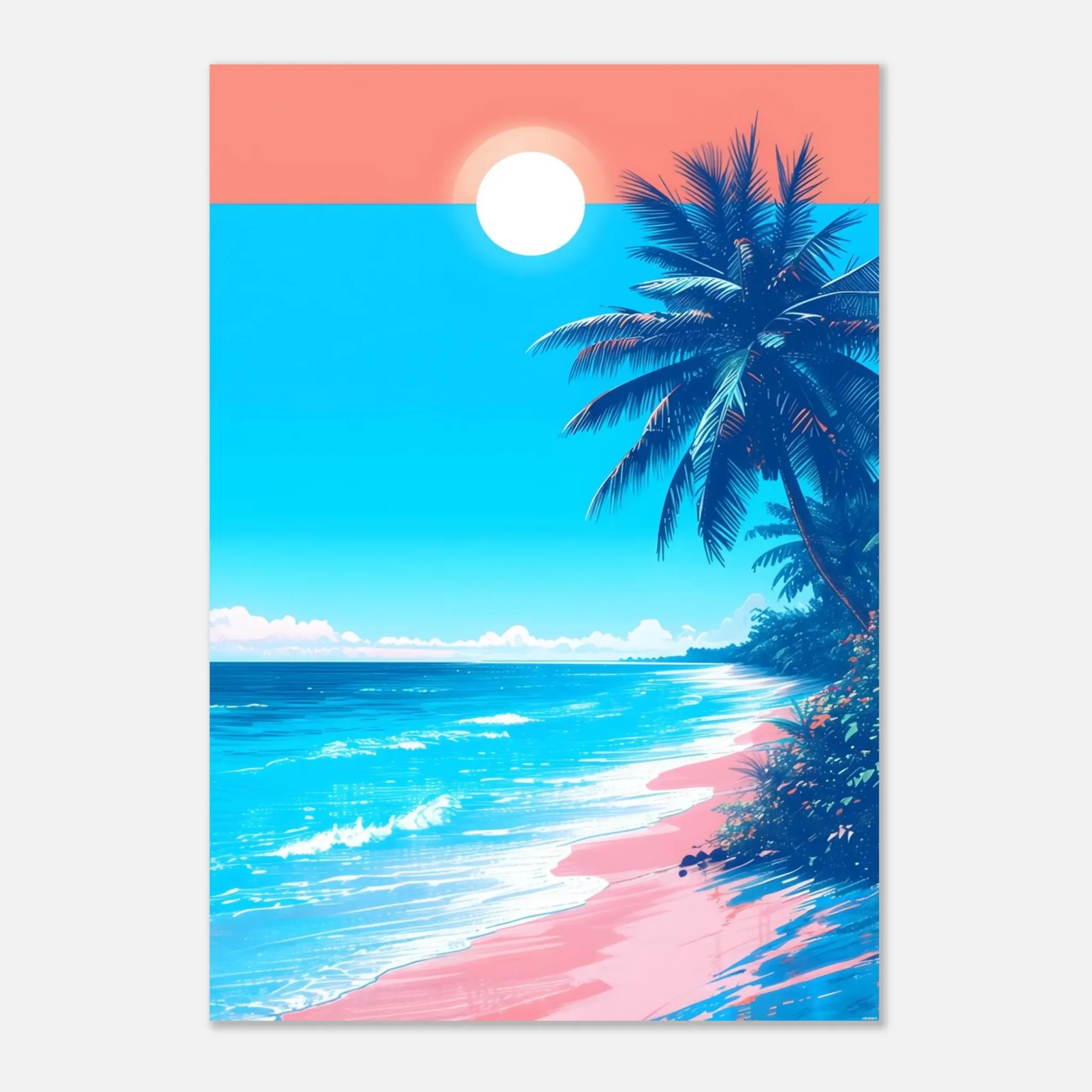 PASTEL SUN LAGOON – Tropical Seascape Art Print. Fine Art Wall Art with Archival Quality. Printed, packaged, and shipped in the EU. Exclusive ColorVanta design.