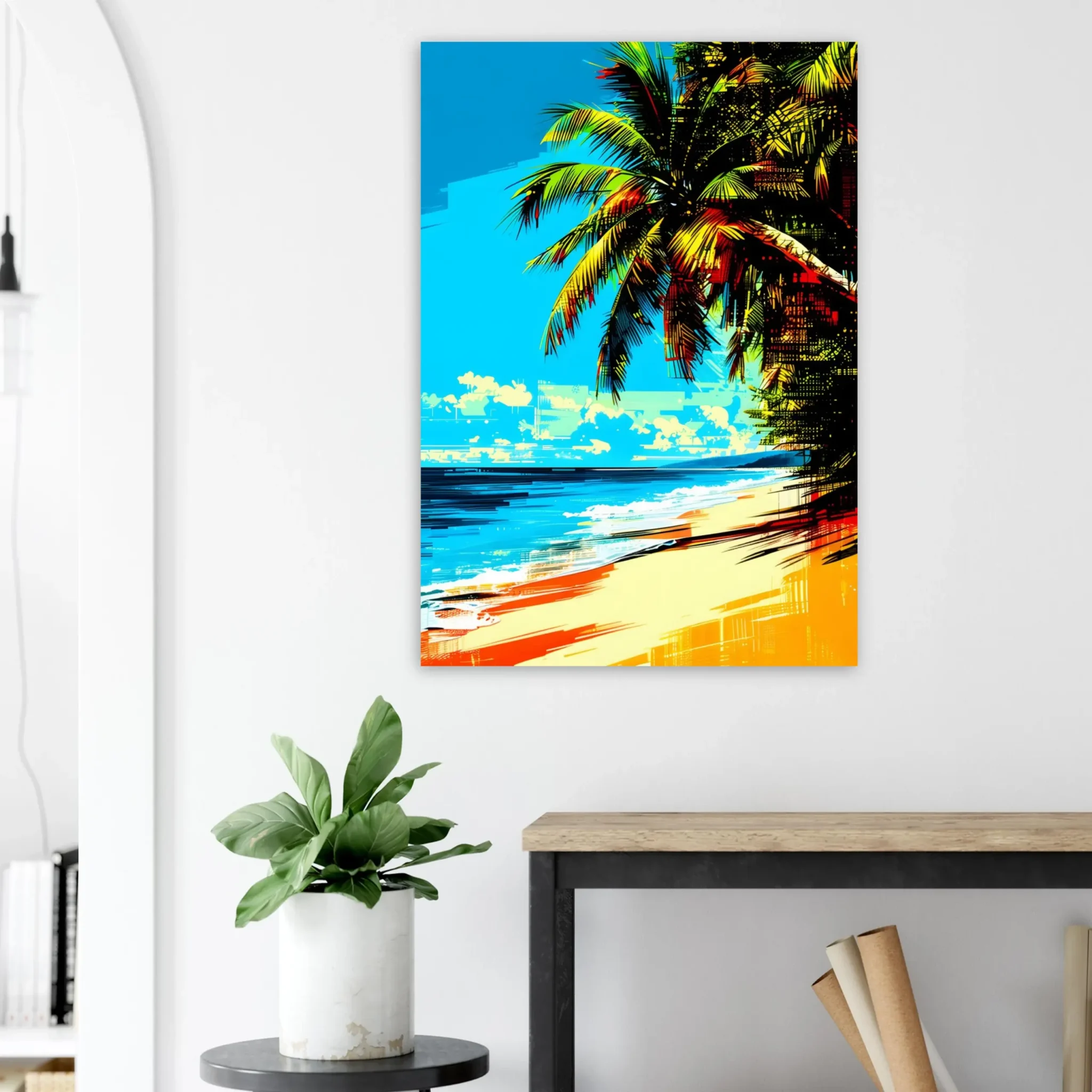 Solar Palm Shore Tropical Seascape Art Print 7