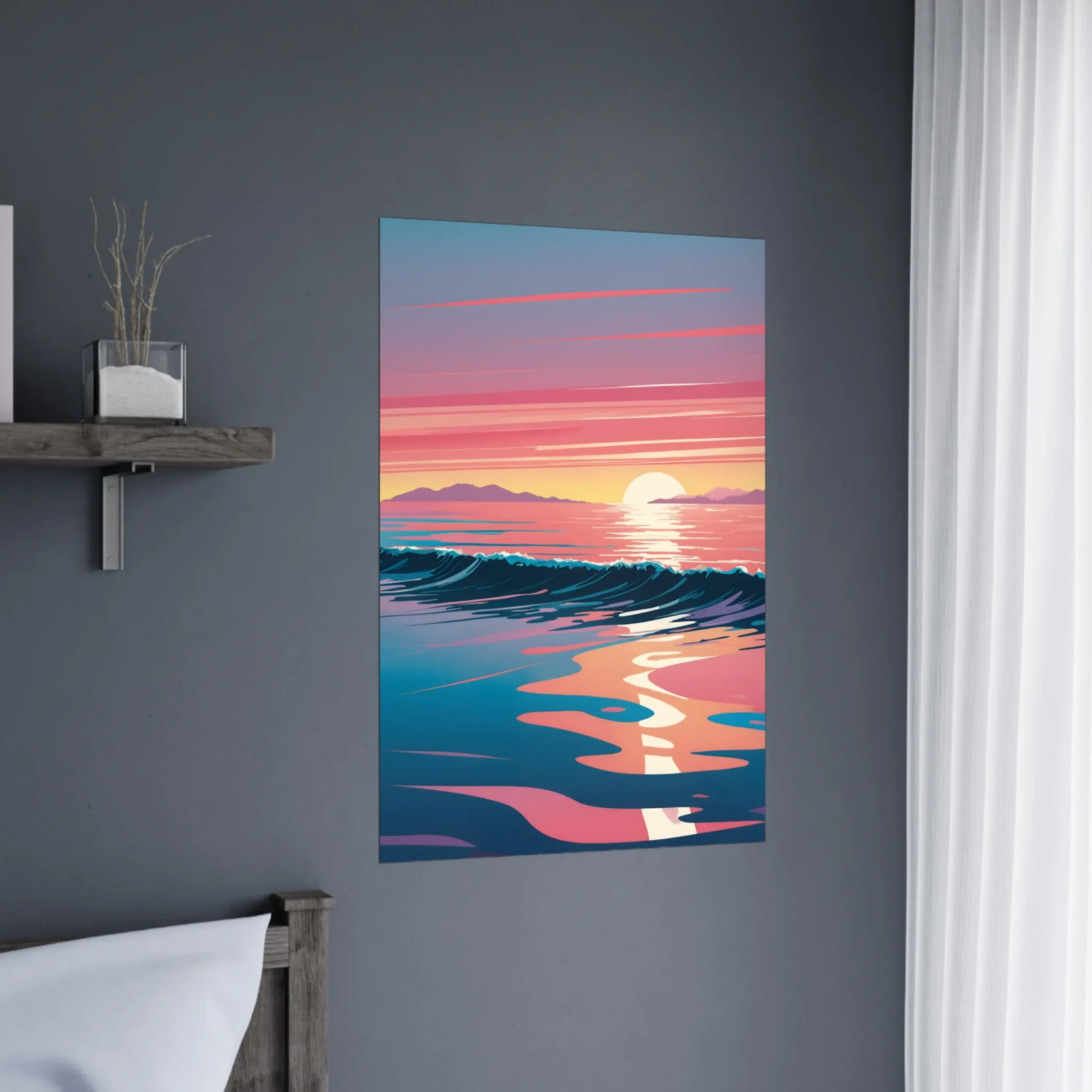Abstract Coastal Sunset wall art that explores the meeting point between sea, light, and horizon. Fine Art Print, printed and shipped within the EU.