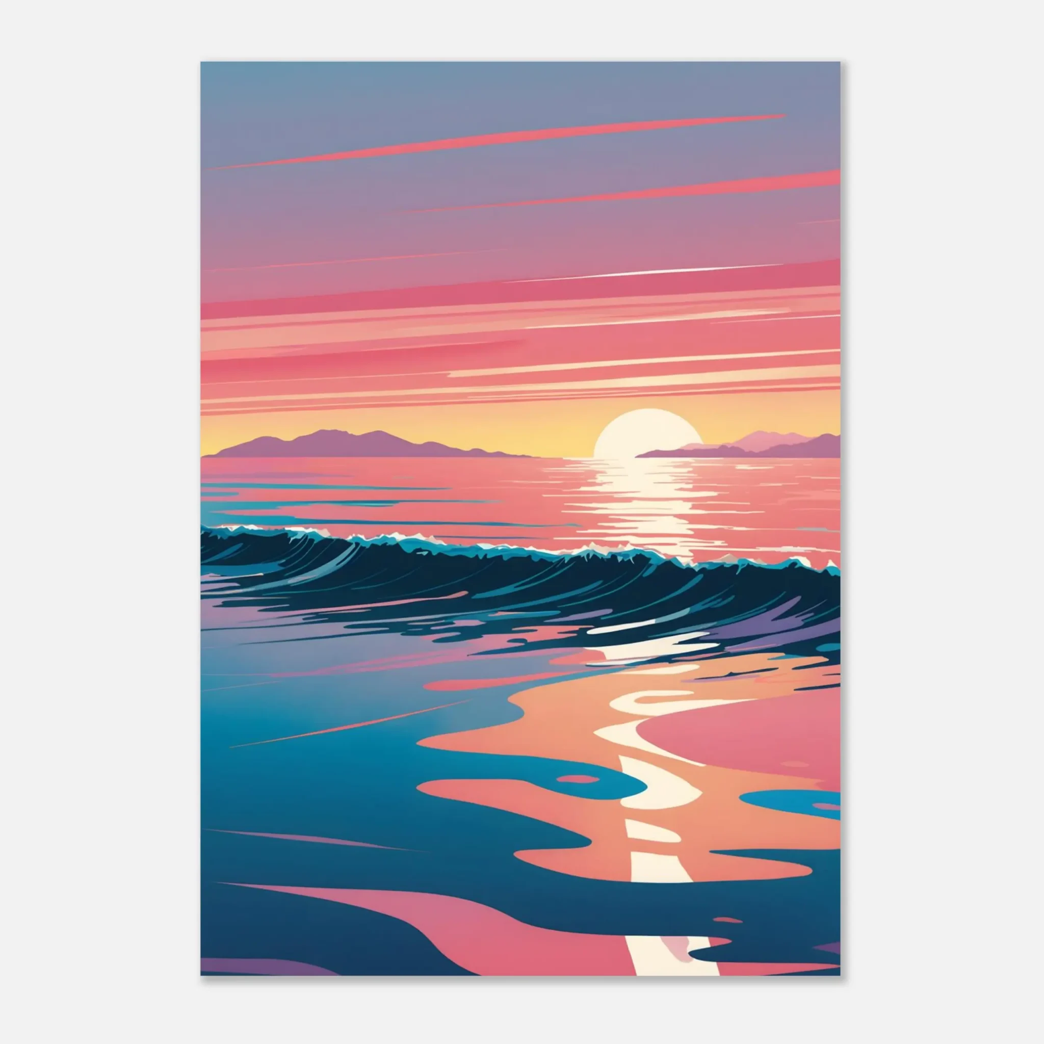 Abstract Coastal Sunset wall art that explores the meeting point between sea, light, and horizon. Fine Art Print, printed and shipped within the EU.