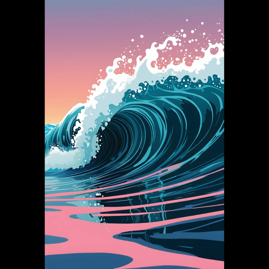 Abstract Coastal Sunset wall art that explores the meeting point between sea, light, and horizon. Fine Art Print, printed and shipped within the EU.