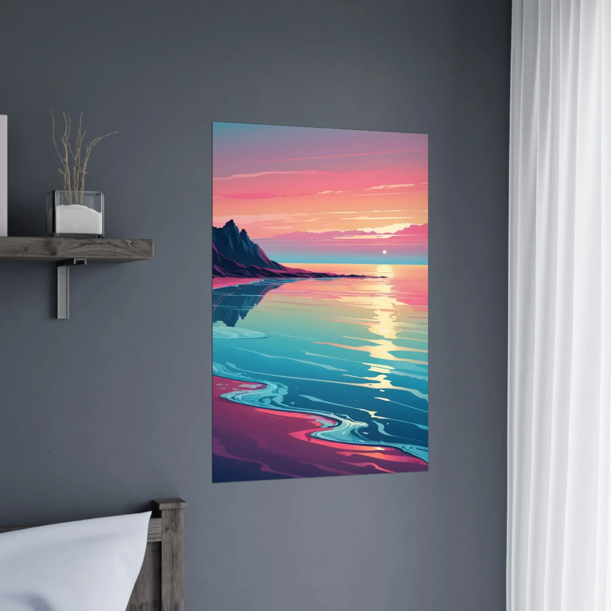 Abstract Coastal Sunset wall art that explores the meeting point between sea, light, and horizon. Fine Art Print, printed and shipped within the EU.