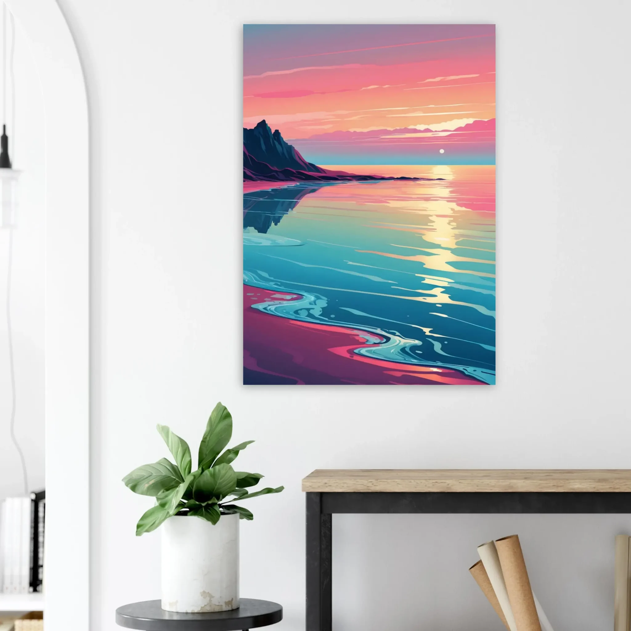 Abstract Coastal Sunset wall art that explores the meeting point between sea, light, and horizon. Fine Art Print, printed and shipped within the EU.