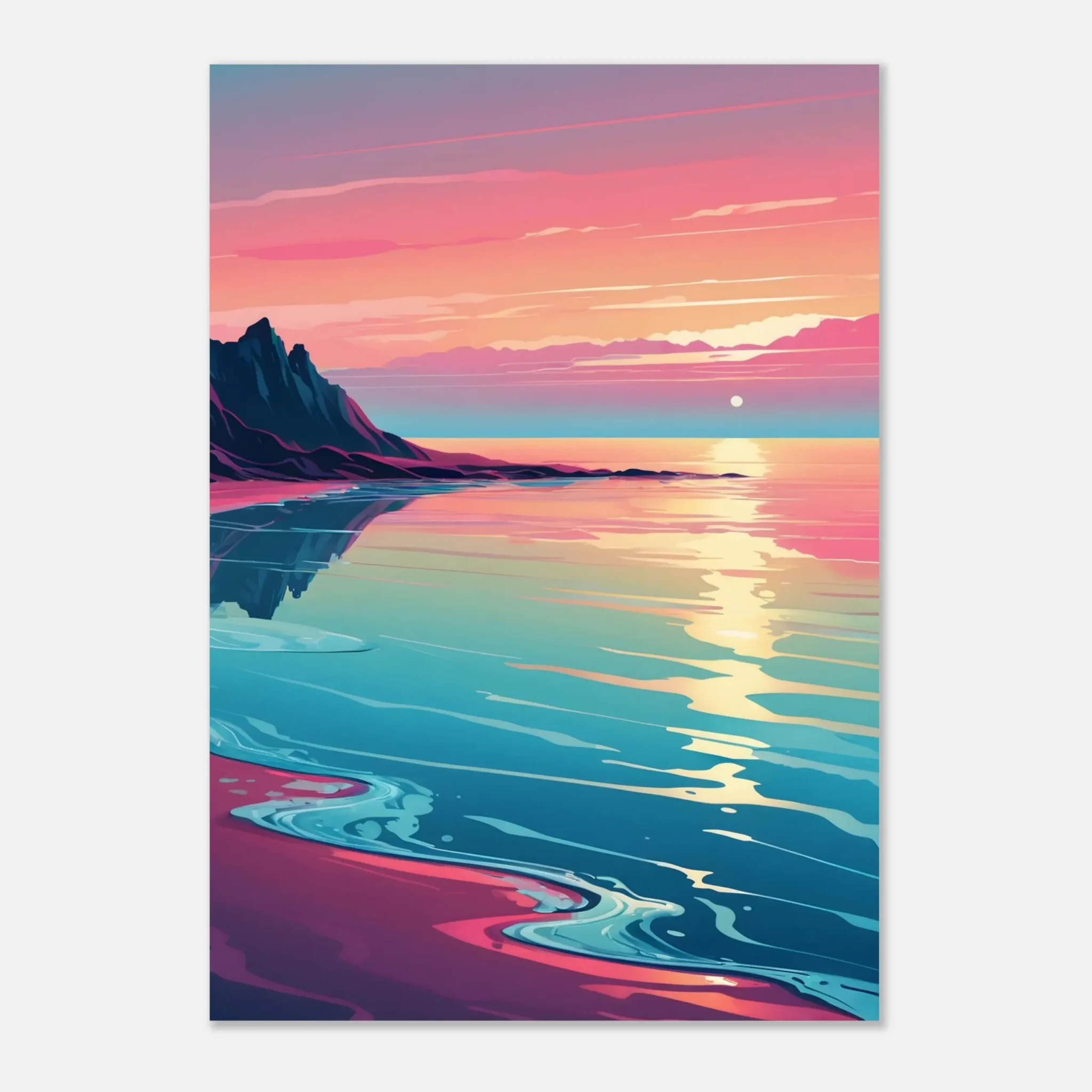Abstract Coastal Sunset wall art that explores the meeting point between sea, light, and horizon. Fine Art Print, printed and shipped within the EU.