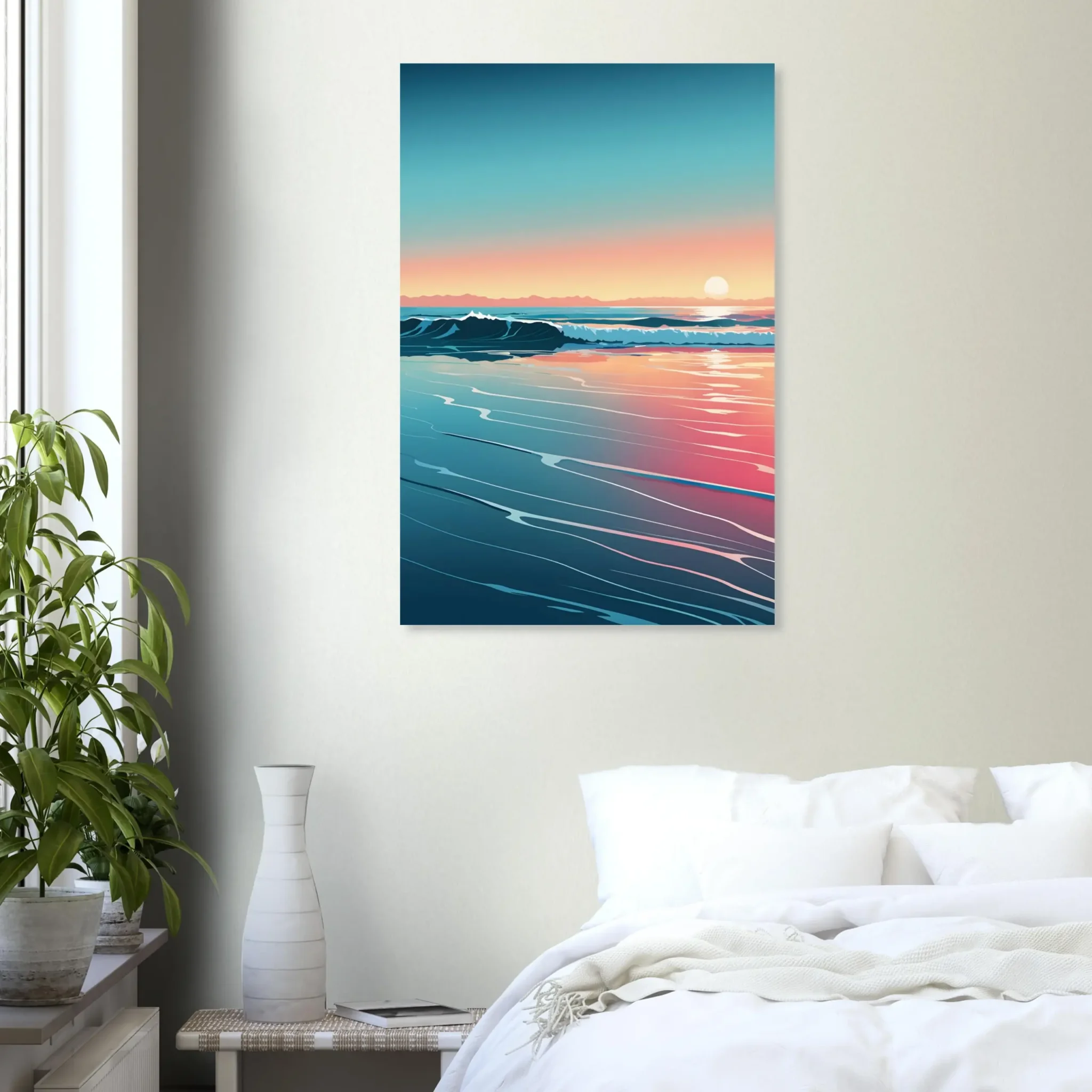 Abstract Coastal Sunset wall art that explores the meeting point between sea, light, and horizon. Fine Art Print, printed and shipped within the EU.