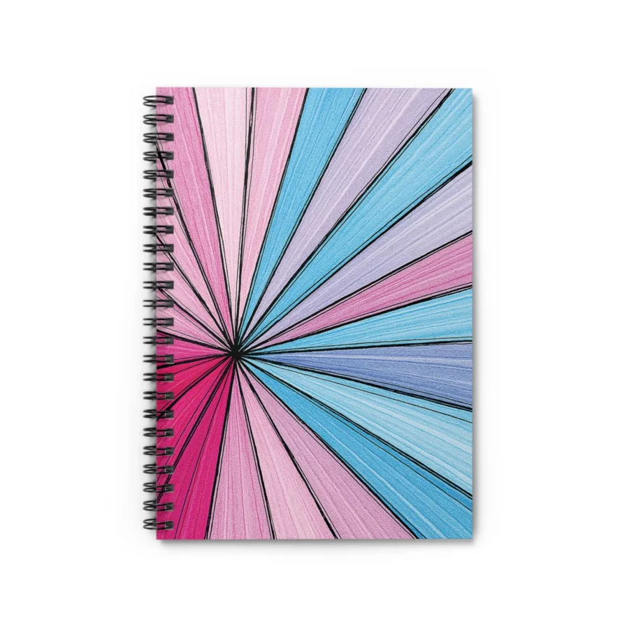 US Spiral Notebook Ruled Lines RADIAL PASTEL BURST 1