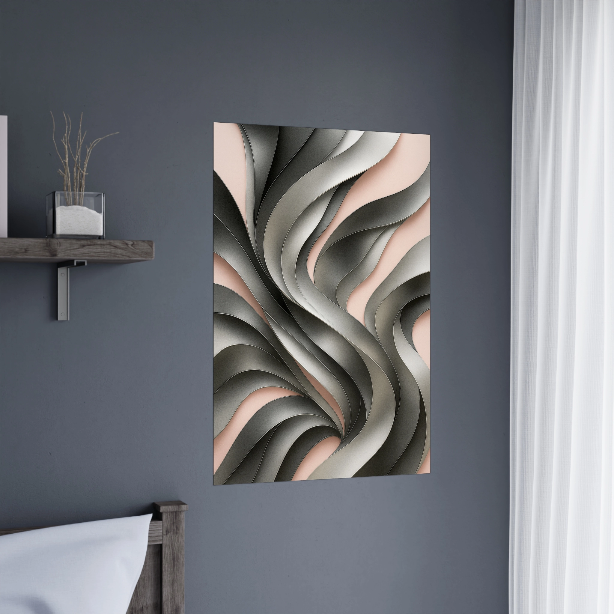 US Giclée Print Poster SILVER AND ROSE. Fine Art Wall Art with Archival Quality. Printed, packaged, and shipped in the US. Exclusive ColorVanta design.