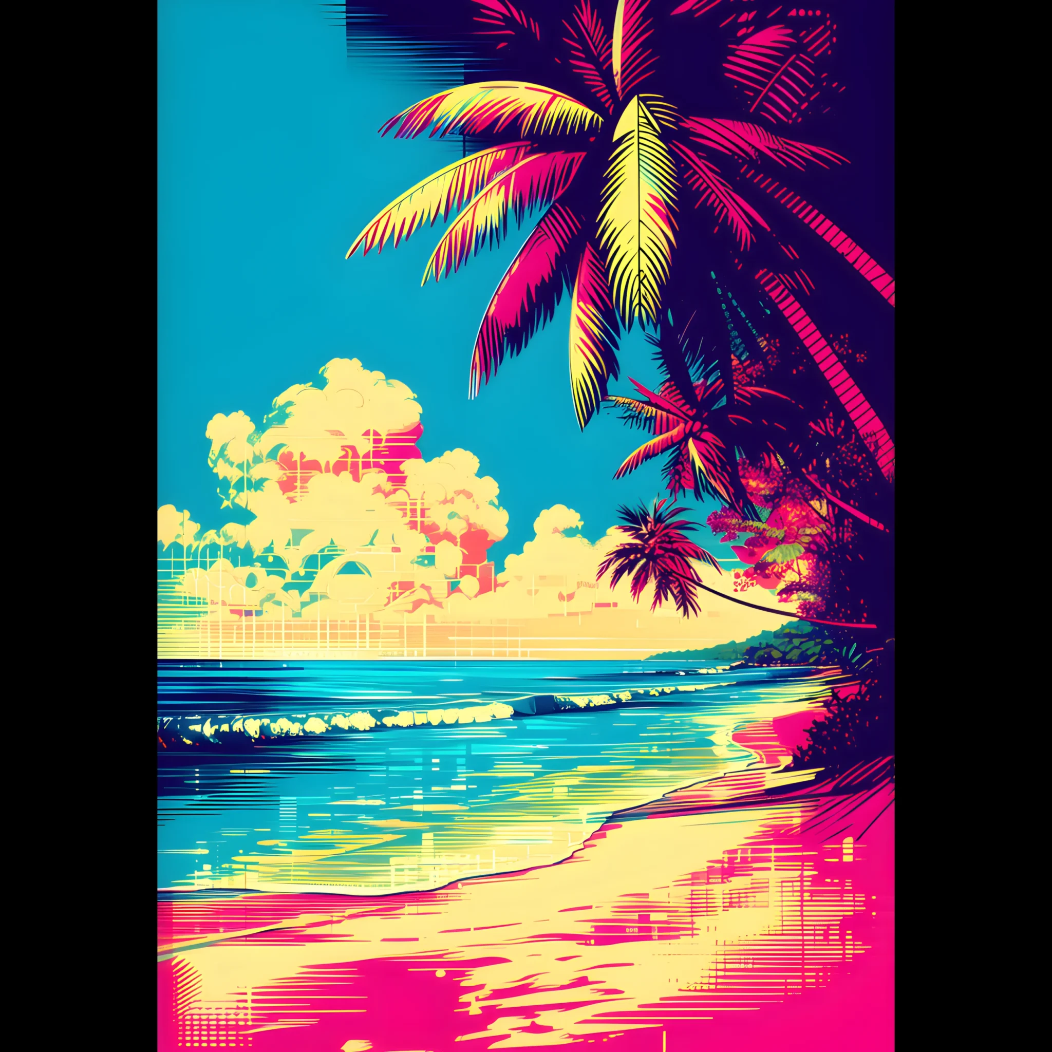 US Giclée Print Poster NEON LAGOON. Fine Art Wall Art with Archival Quality. Printed, packaged, and shipped within North America. ColorVanta exclusive.