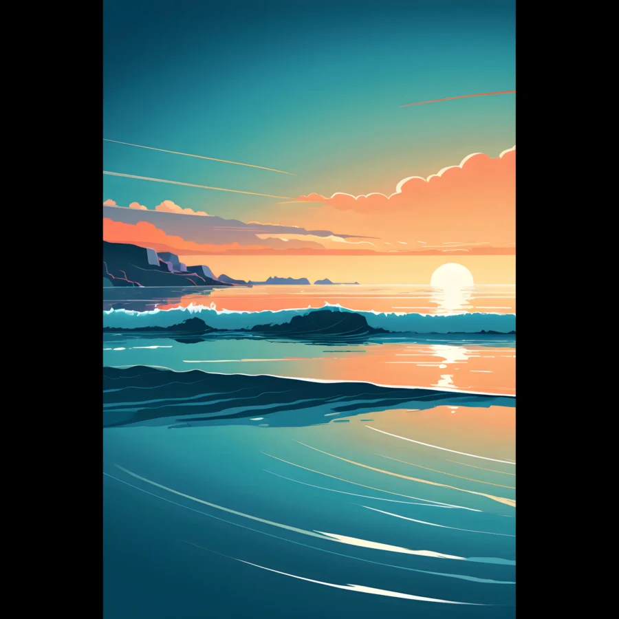 US Giclée Print Poster TIDAL HORIZON. Fine Art Wall Art with Archival Quality. Printed, packaged, and shipped within North America. Exclusive ColorVanta design.