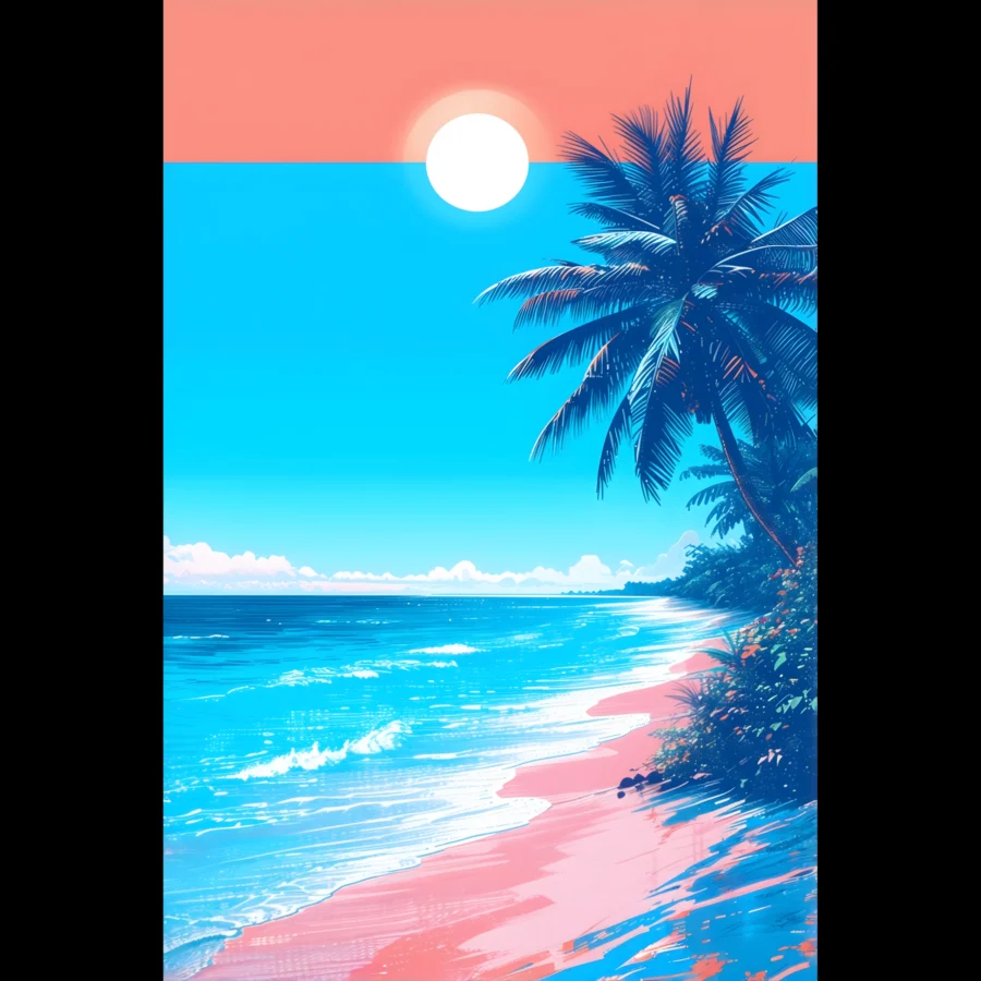 Pastel Sun Lagoon Tropical Seascape Art Print 1 PASTEL SUN LAGOON – Tropical Beach Seascape Art Print Fine Art Wall Art with Archival Quality. Printed, packaged, and shipped within North America. Exclusive ColorVanta design.