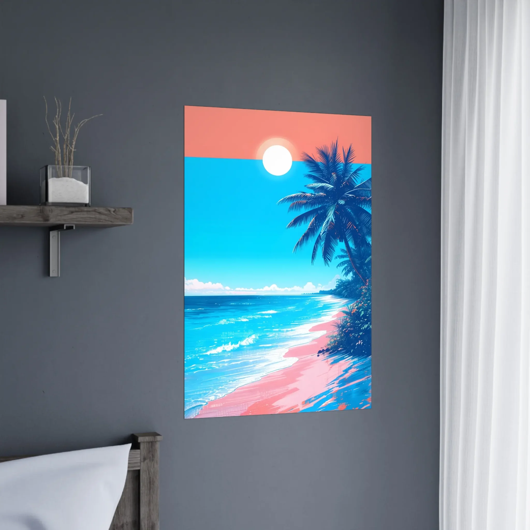 PASTEL SUN LAGOON – Tropical Beach Seascape Art Print Fine Art Wall Art with Archival Quality. Printed, packaged, and shipped within North America. Exclusive ColorVanta design.