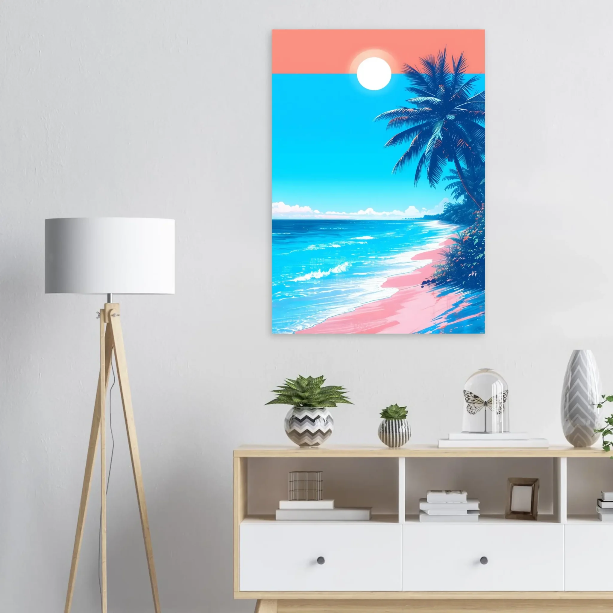 PASTEL SUN LAGOON – Tropical Beach Seascape Art Print Fine Art Wall Art with Archival Quality. Printed, packaged, and shipped within North America. Exclusive ColorVanta design.