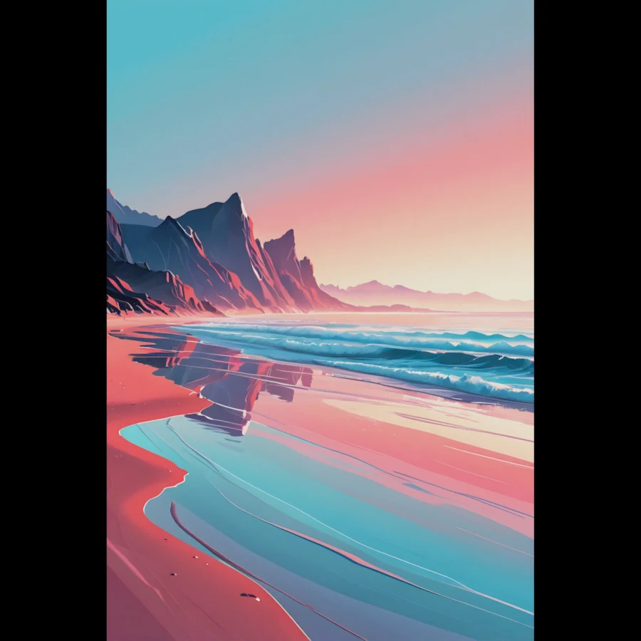 Coastal Reflection Coastal Sunset Art Print 1 Abstract Coastal Sunset wall art that explores the meeting point between sea, light, and horizon. Art Print, printed and shipped within North America.