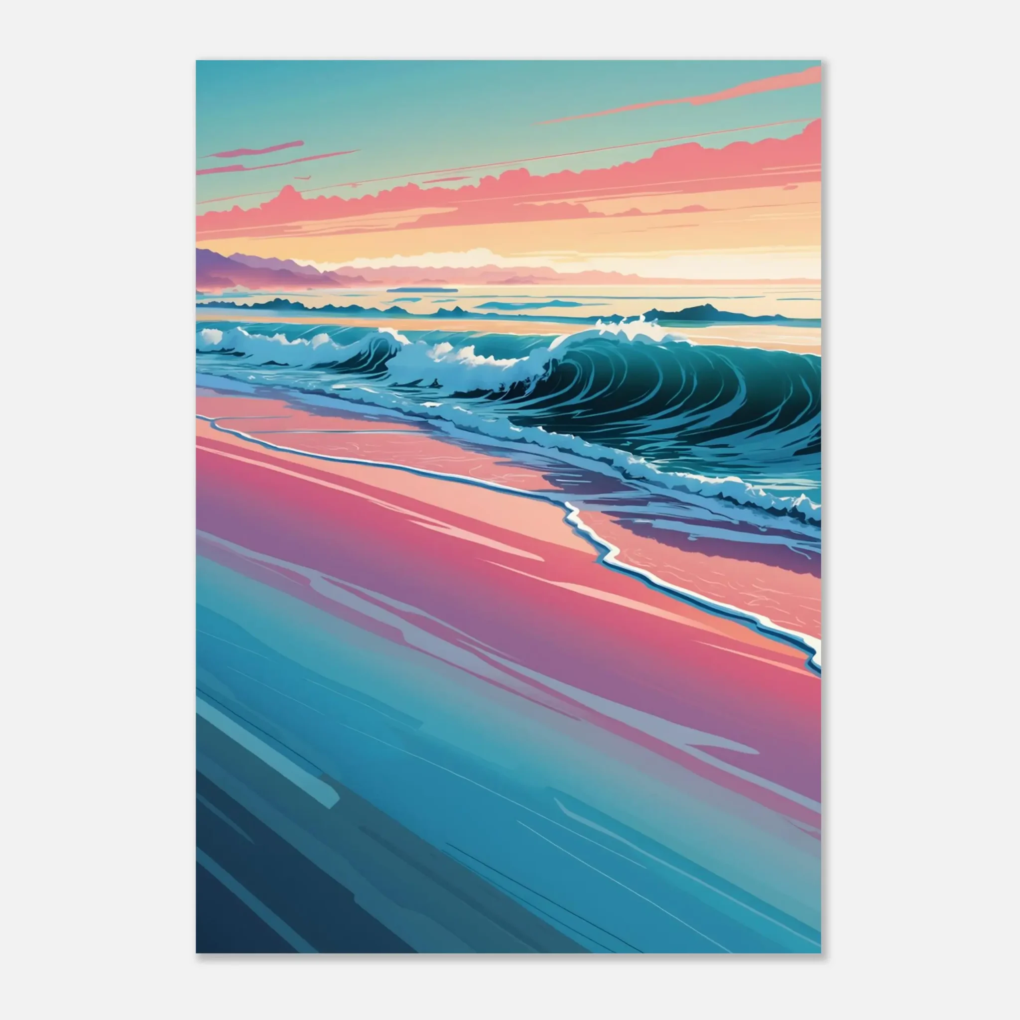 Abstract Coastal Sunset wall art that explores the meeting point between sea, light, and horizon. Art Print, printed and shipped within North America.