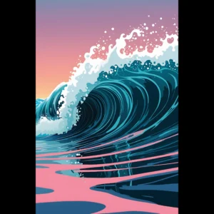 Abstract Coastal Sunset wall art that explores the meeting point between sea, light, and horizon. Art Print, printed and shipped within North America.