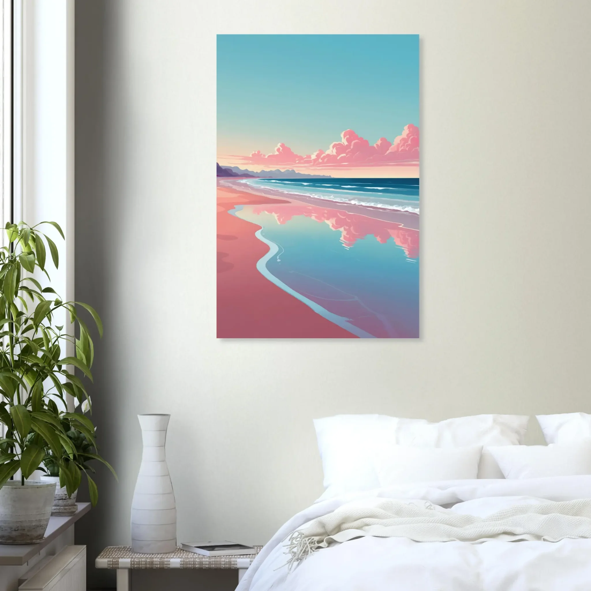 Abstract Coastal Sunset wall art that explores the meeting point between sea, light, and horizon. Art Print, printed and shipped within North America.