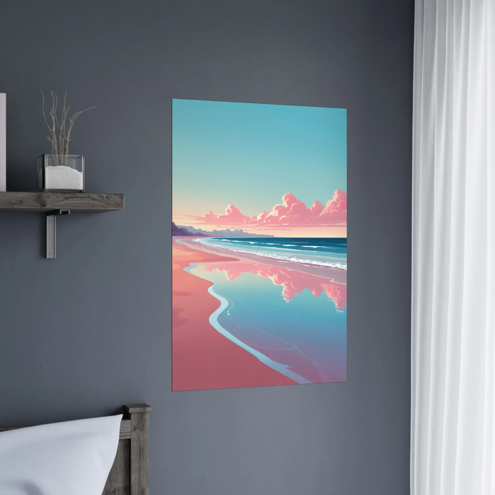 Abstract Coastal Sunset wall art that explores the meeting point between sea, light, and horizon. Art Print, printed and shipped within North America.