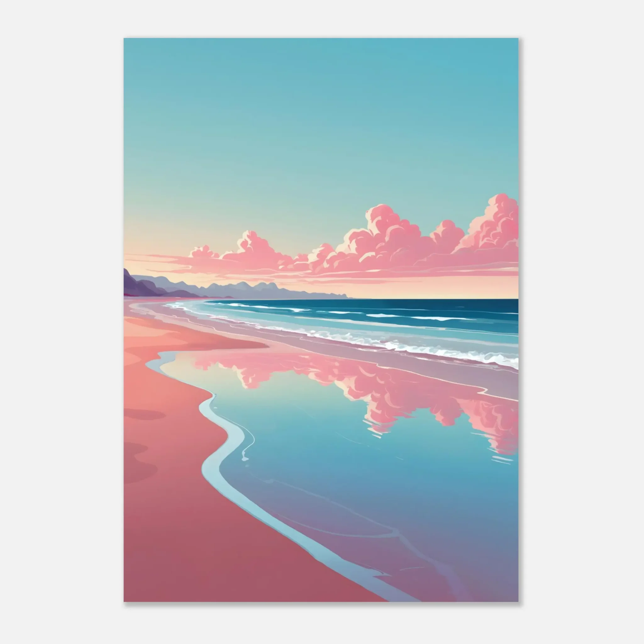 Abstract Coastal Sunset wall art that explores the meeting point between sea, light, and horizon. Art Print, printed and shipped within North America.