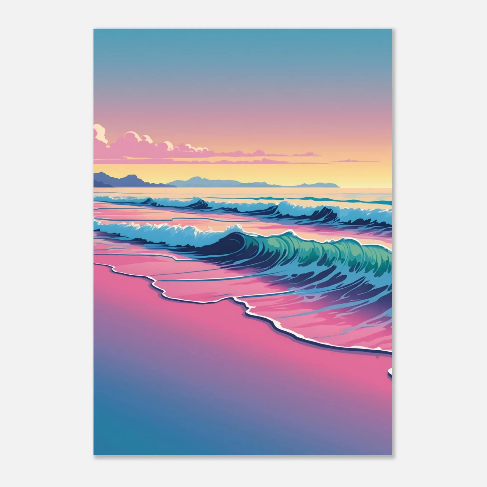 Abstract Coastal Sunset wall art that explores the meeting point between sea, light, and horizon. Art Print, printed and shipped within North America.