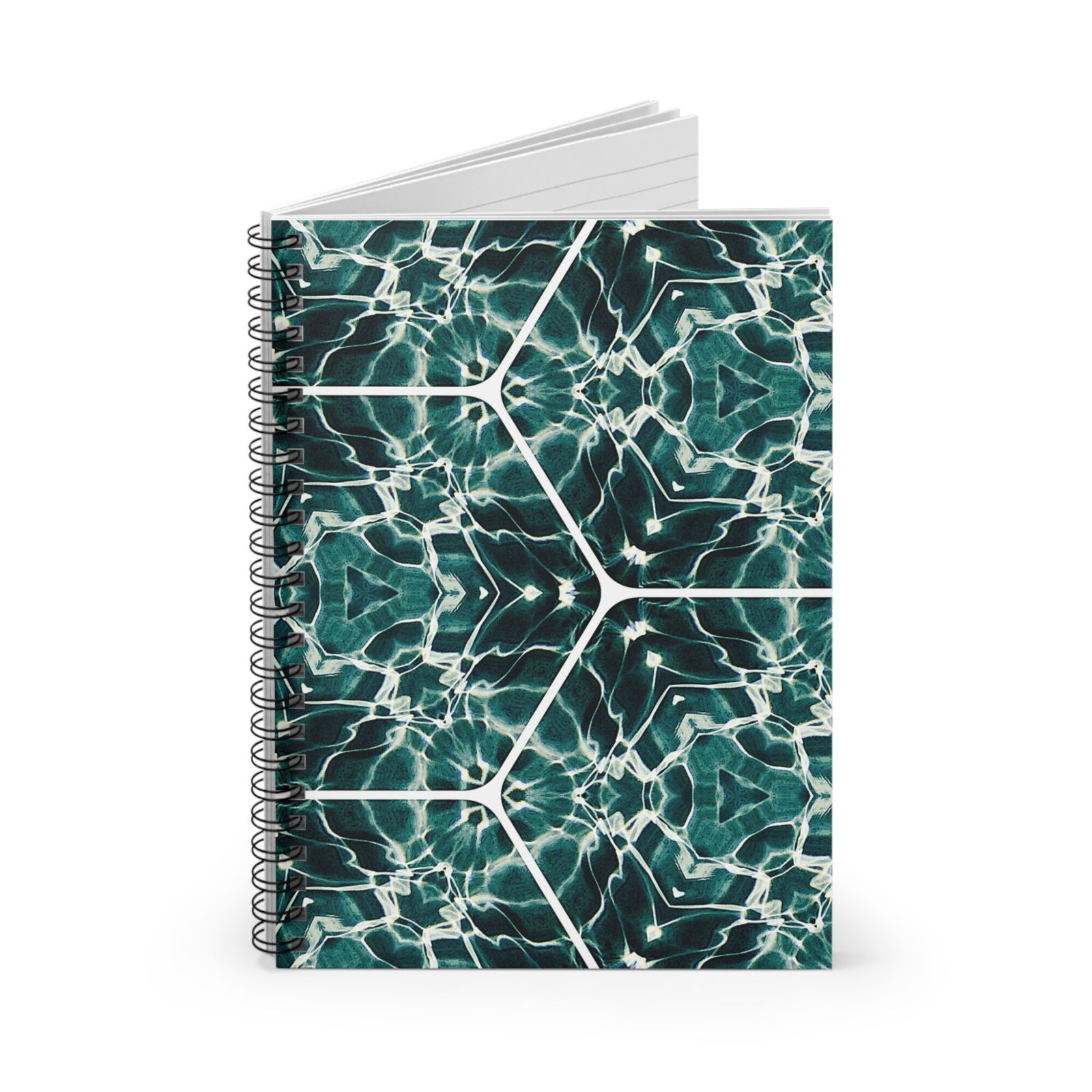 US Spiral Notebook - Ruled Lines - EMERALD WATER DANCE 3