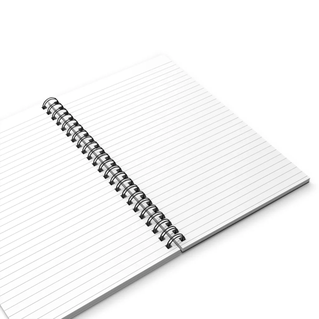 Lined page layout for spiral notebooks and journals