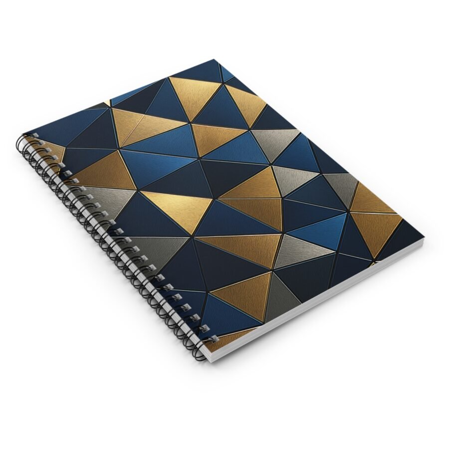 US Spiral Notebook Ruled Lines TRIANGULAR GOLD BLUE 1