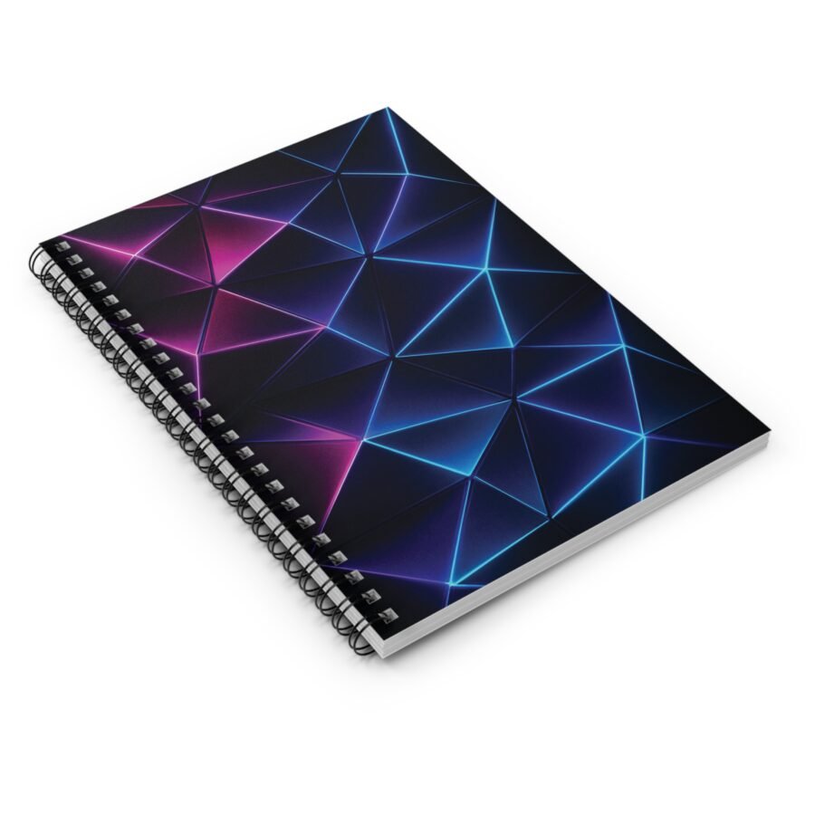 US Spiral Notebook Ruled Lines TRIANGULAR NEON GLOW 1