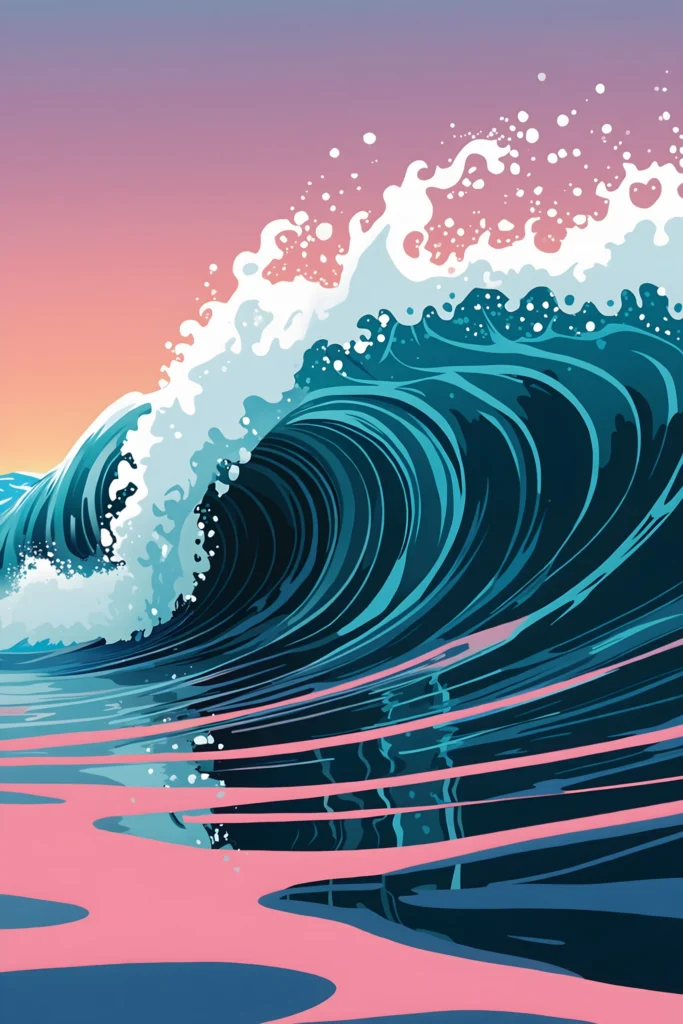 OCEAN SWELL Coastal Sunset Art Print
